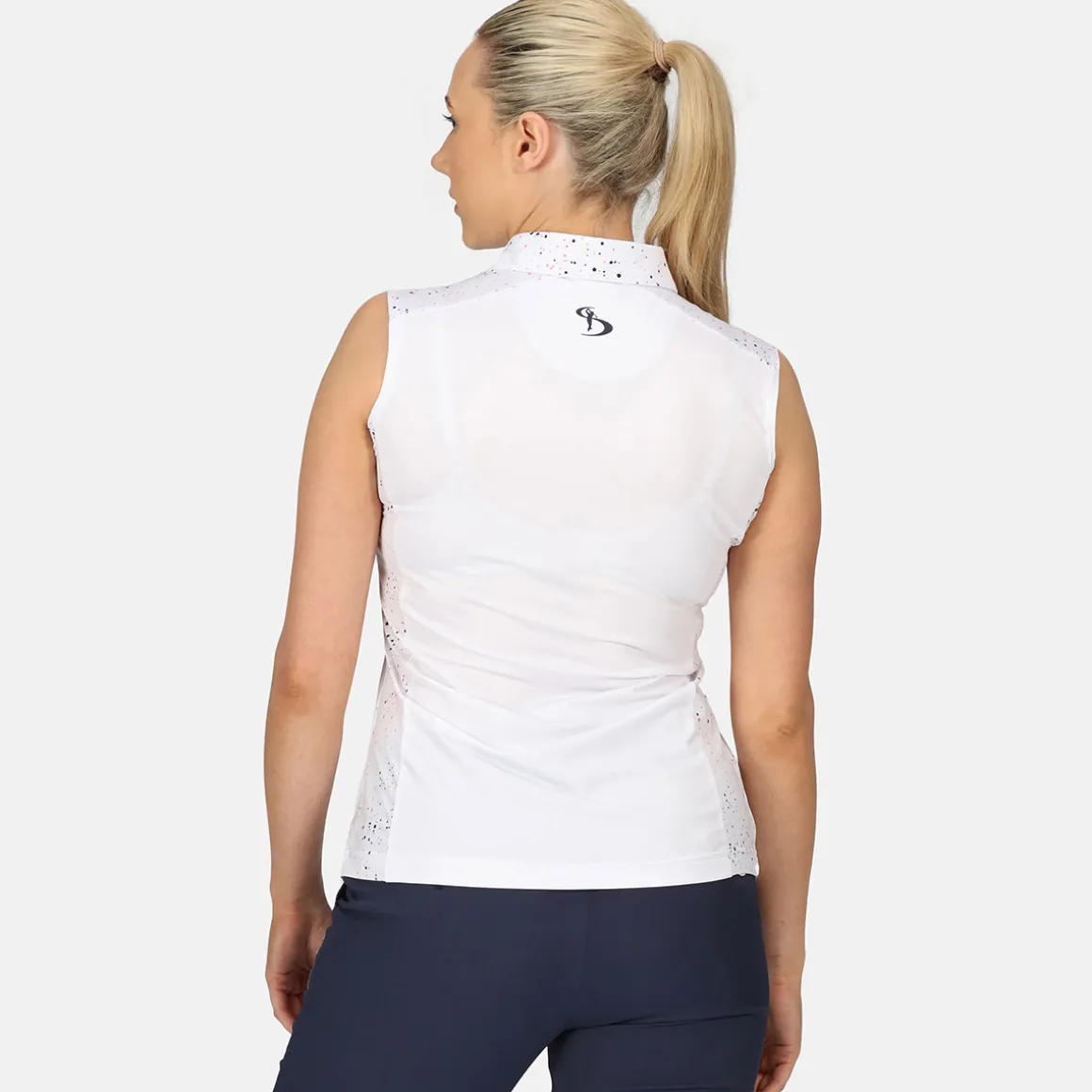 Stromberg Ladies Splatter Print Sleeveless Golf Polo Shirt