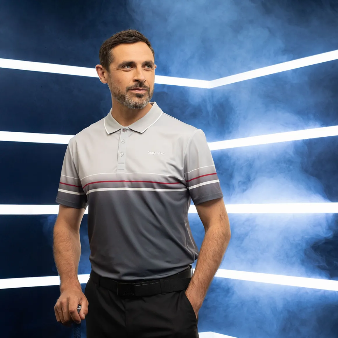 Stromberg Men's Colour Block Chest Stripe Golf Polo Shirt