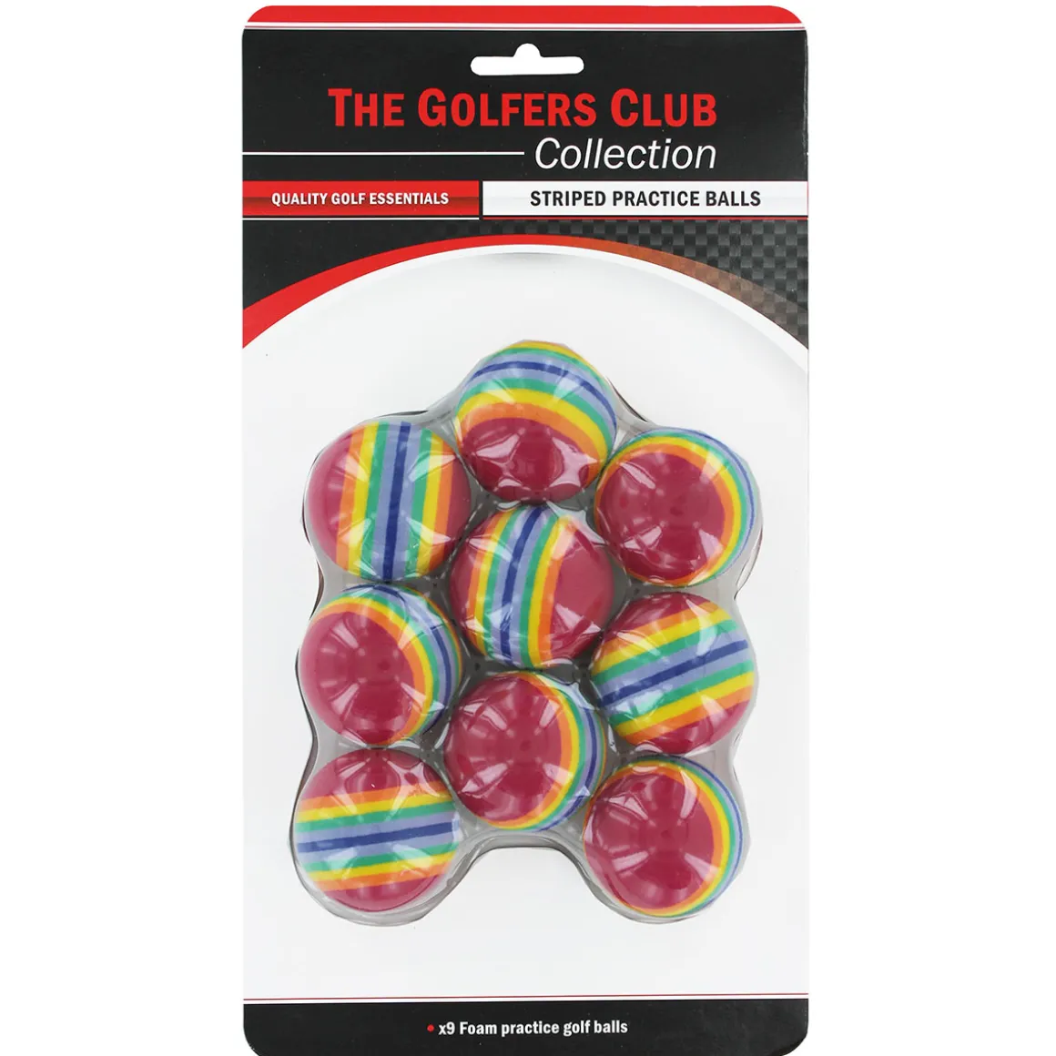 The Golfers Club Foam Striped Practice 9 Golf Ball Pack