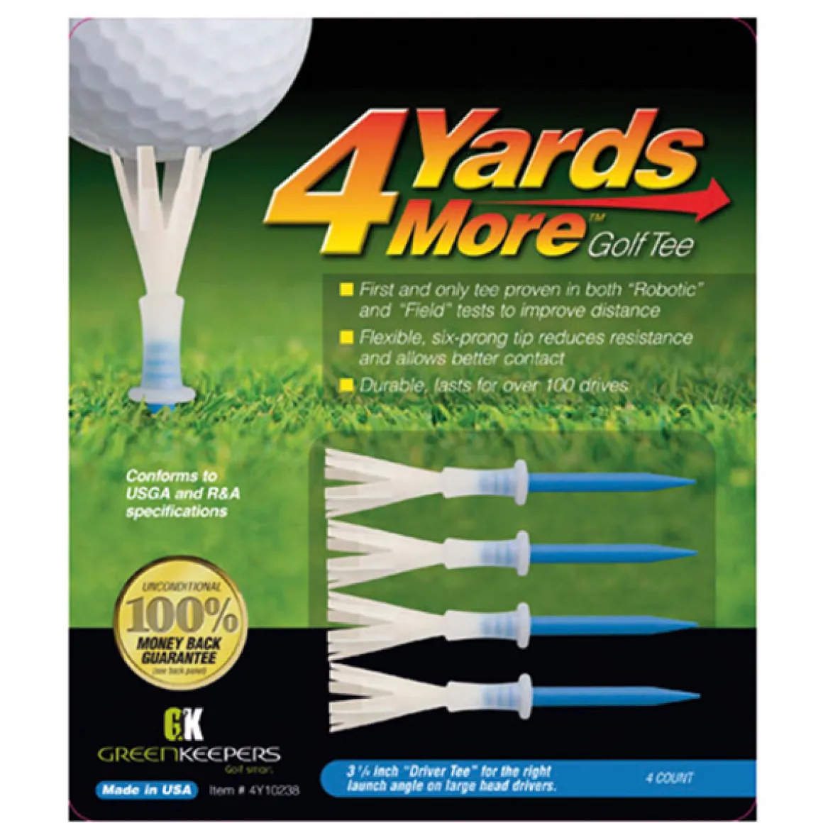 4 Yards More Driver Golf Tees - 4 Pack