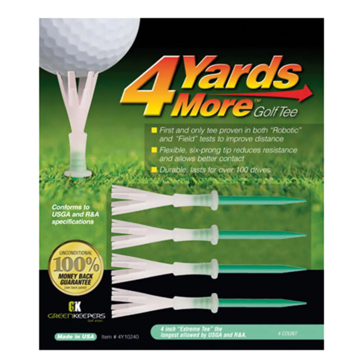 4 Yards More 4" Extreme Golf Tees - 4 Pack