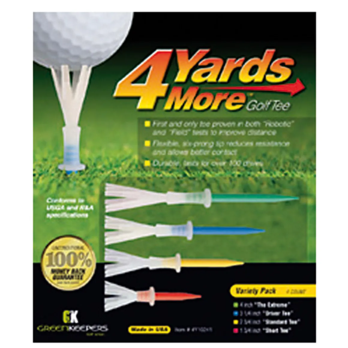 4 Yards More Variety Golf Tees - 4 Pack